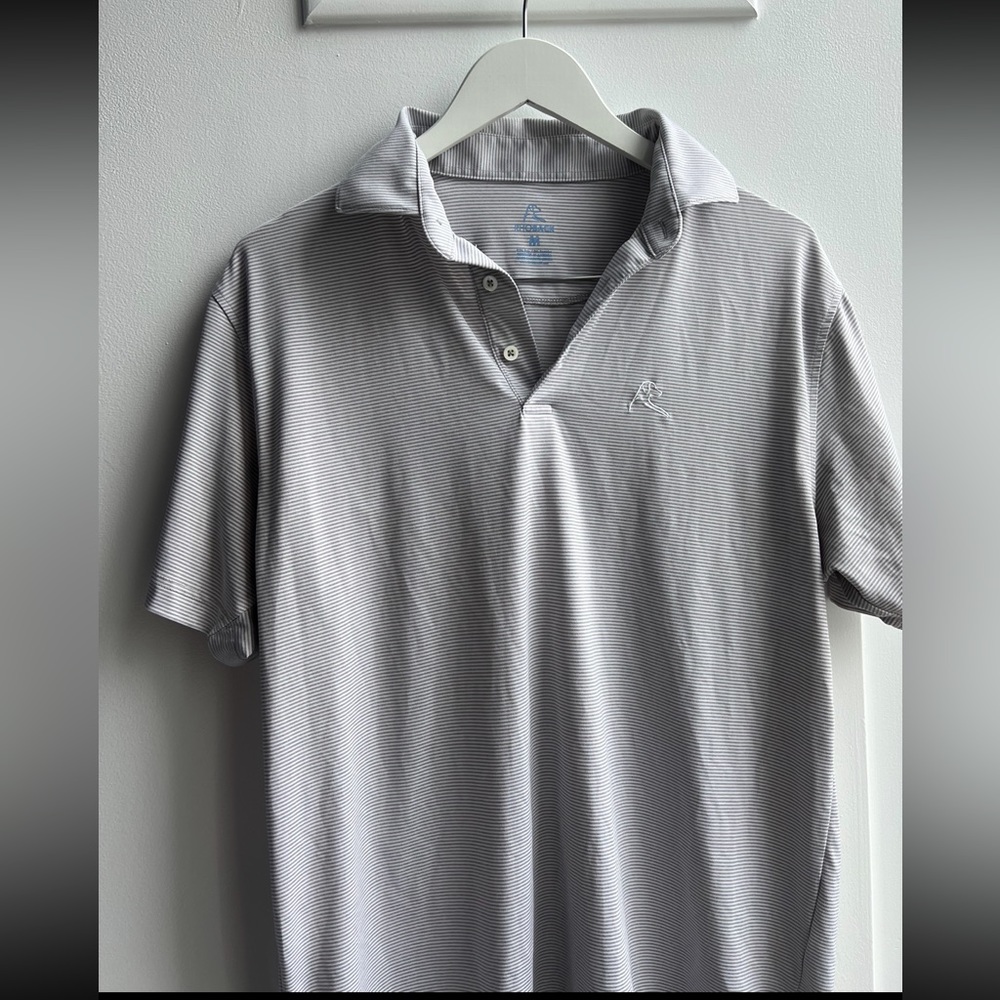 Rhoback Grey and white stripe Polo